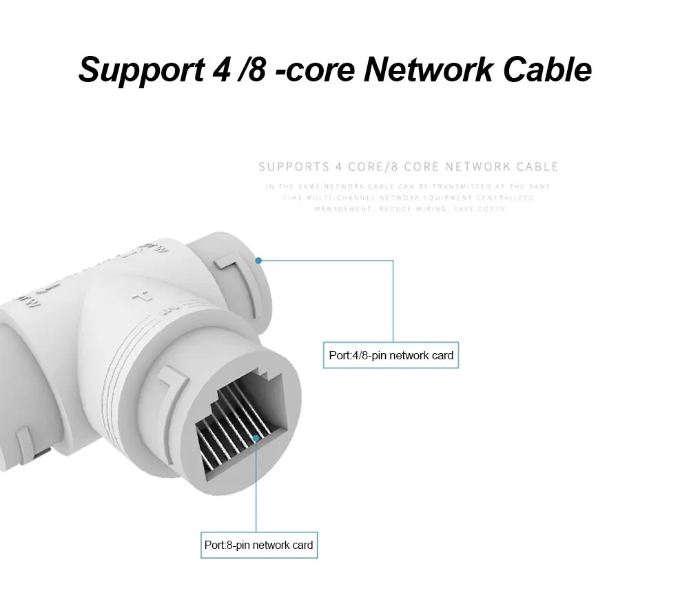 POE Splitter 2-In-1เครือข่ายสายเชื่อมต่อ3-Way RJ45สำหรับกล้อง HD IP กล้องวงจรปิดอุปกรณ์เสริม