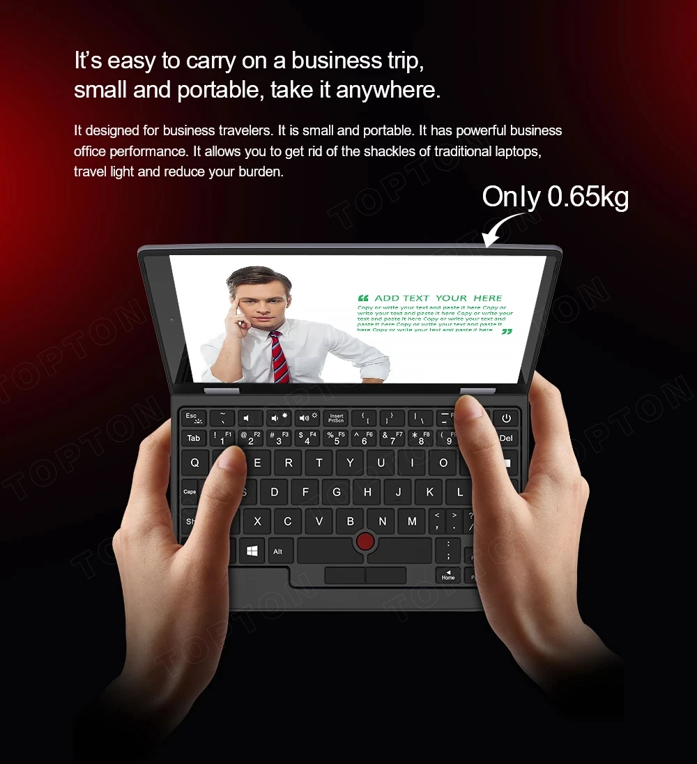 Topton Fanless Mini Pocket Gaming Laptop 7 Inch Touch Screen Intel N4000 12GB DDR4 Ultrabook Notebook 2.0MP Netbook Windows 11