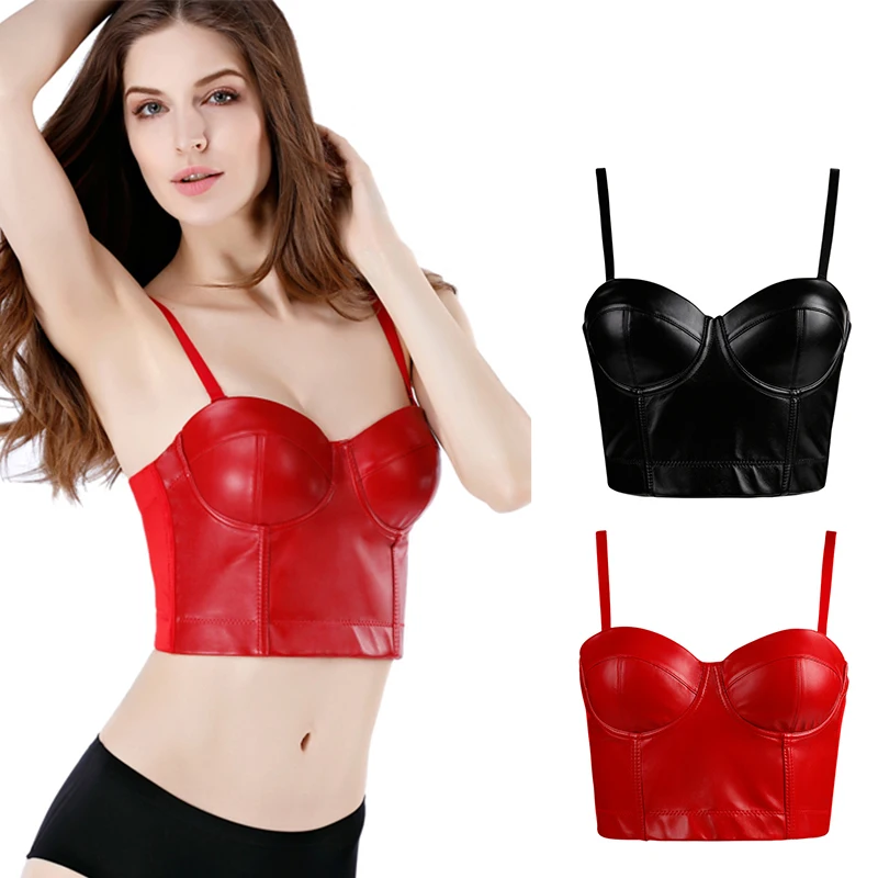 Wechery ผู้หญิงหนังรัดตัว Top Crop Bustier Gothic Bra Push Up Bodice ชุดชั้นในเซ็กซี่ Corselet Party สั้น Camis Plus ขนาด 6XL