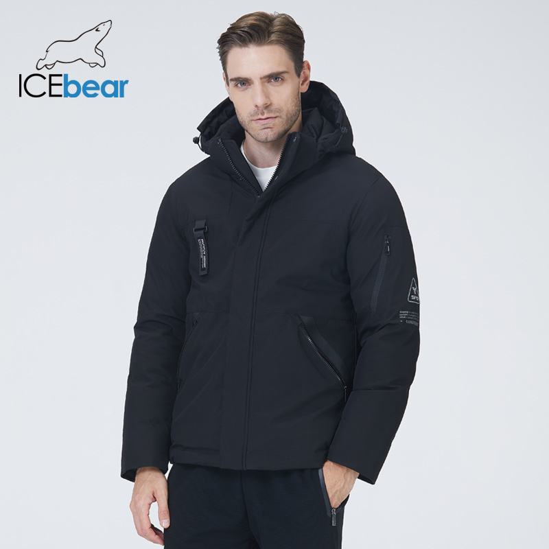 Icebear 2023 multi-bolso jaqueta com capuz inverno roupas essenciais à prova de vento e quente casaco masculino moda parka mwd21926i