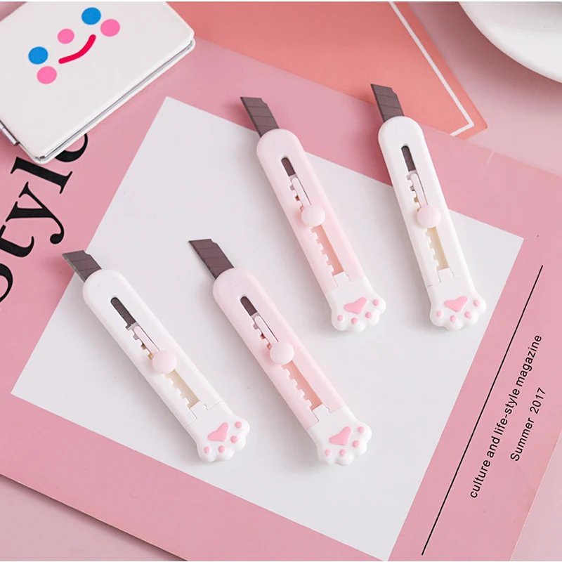 Kawaii Mini Katze Pfote Kunst Utility Messer Express Box Messer Papier Cutter Handwerk Verpackung Nachfüllbare Klinge Schule & Büro Schreibwaren