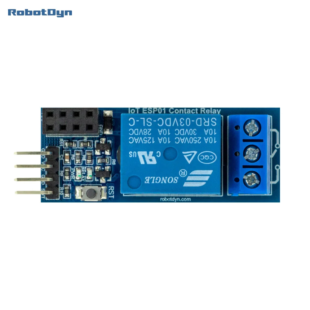Módulo de relé de contacto WiFi IoT ESP01 ESP8266 para alimentación de conmutación de CA y CC 10A. Para proyectos de hogar inteligente y bricolaje
