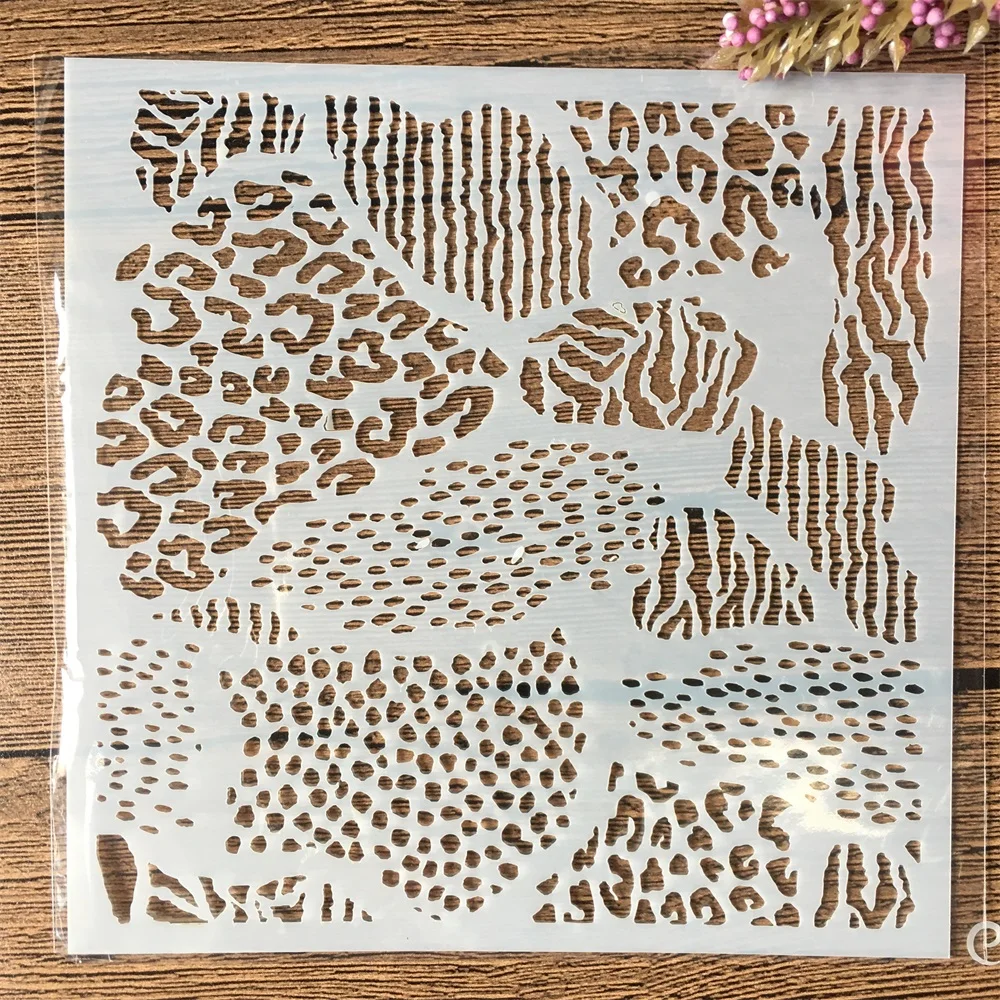 Plantillas decorativas con estampado de leopardo, 15cm, bricolaje, pintura de pared, libro de recortes colorear, álbum en relieve