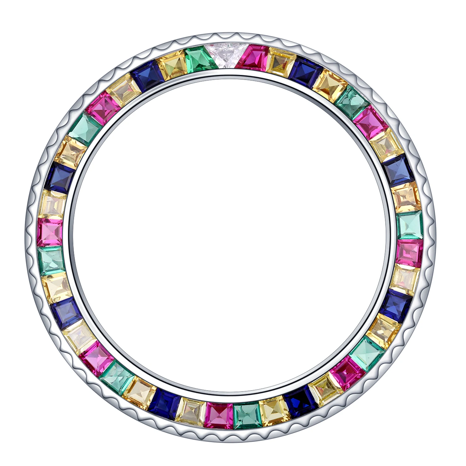 2023ร้อนที่มีสีสันอะไหล่นาฬิกา Gradient Rainbow ไพลินเพชรสังเคราะห์ Moissanite 40Mm Bezel