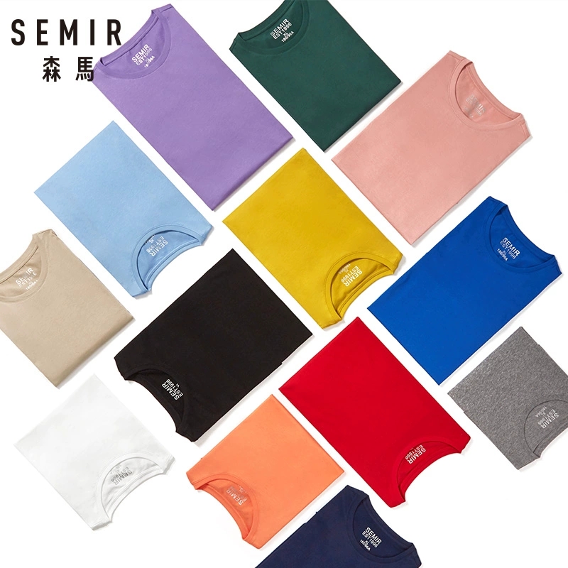 SEMIR Cotton Thun T Áo Sơ Mi Nam 2022 Đơn Giản Cổ Tròn Căng Chắc Chắn Mới Áo Quần Áo Khoác Áo Thun Nữ Người Dạo Phố Thoáng Mát tee Áo Sơ Mi