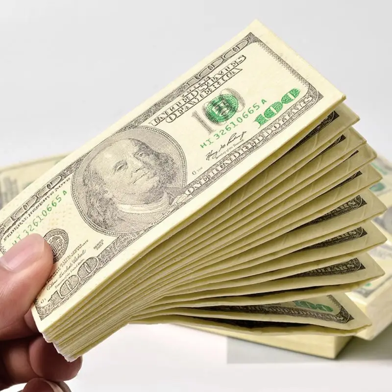 10 Lenzuola/Pack Divertente Dollar Modello Del Tessuto di Carta Usa E Getta Asciugamano Puro Legno di Denaro Portatile Tovagliolo Fazzoletto Partito Da Tavola