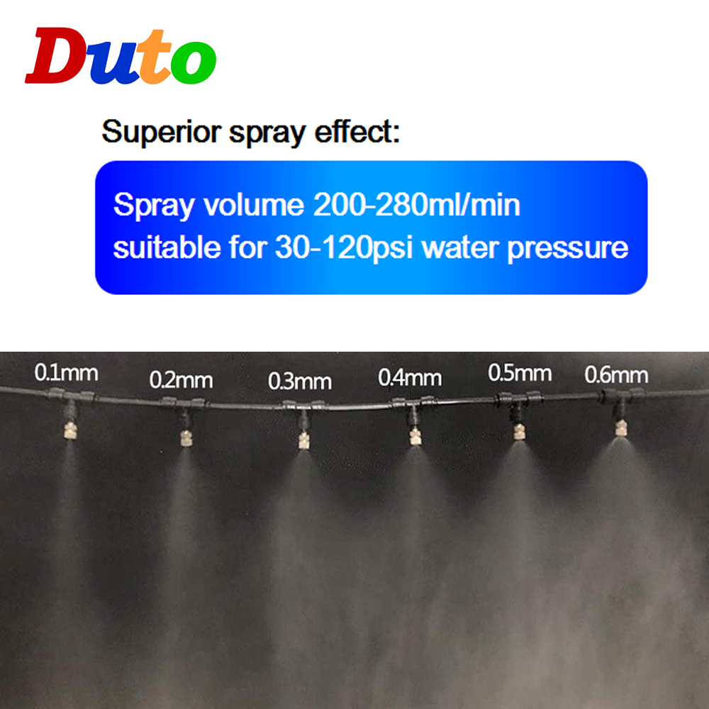 6Mm Nozel Kabut Lubang 0.1Mm-0.8Mm Konektor Cepat Atomisasi Semprotan Nosel untuk Pendinginan Luar Ruangan 50 Buah/Kotak