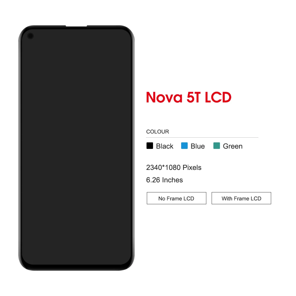 6,26 ''für Huawei Nova 5T YAL-L21 L61A L71A LCD Bildschirm + Touch Display Digitizer Ersatz Mit Rahmen für Huawei Nova 5t Display