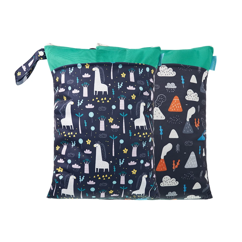 HappyFlute Bolsas para fraldas de bebê com zíper duplo, bolsa molhada/seca, à prova d'água, pano molhado, mochila reutilizável, capa para fraldas, bolsa molhada