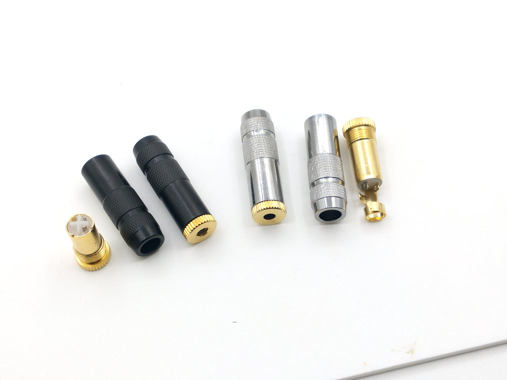 2 Buah Tembaga 3.5Mm 3 Tiang Perempuan/3.5Mm 4 Tiang Perempuan Inline Soket Adaptor Solder