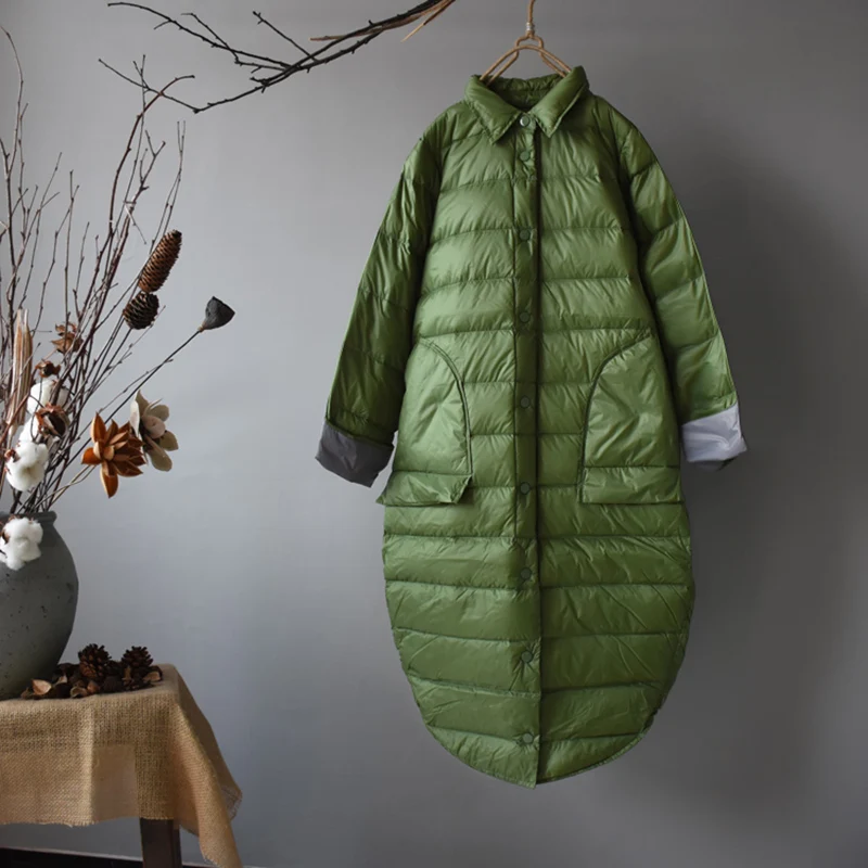 SEDUTMO Mùa Đông Dài Vịt Xuống Áo Khoác Nữ Siêu Nhẹ Mỏng Oversize Áo Khoác Mùa Thu Thon Gọn Bỏ Túi Parkas ED1470