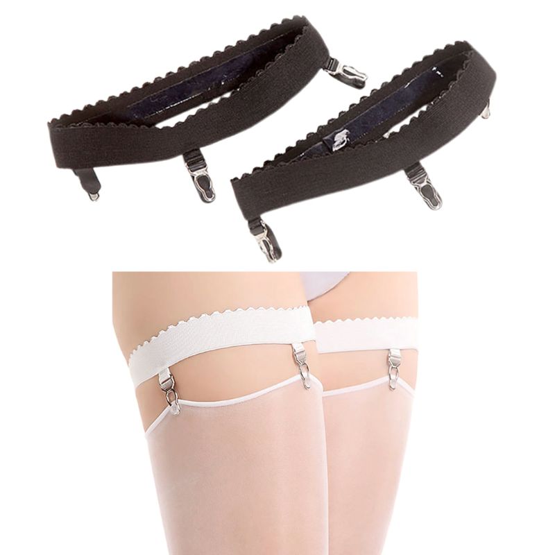 Womens Elastische Anti Slip Been Garter Belt Dij Hoge Kous Jarretel Met Clip