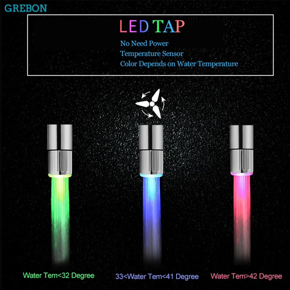 Luminous เปลี่ยนสีหัวฉีดสําหรับ Water Tap Water Sprayer Shining Led Light-Up Glow ก๊อกน้ําห้องครัวกรองห้องน้ํา Access