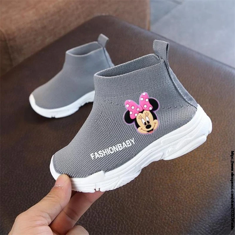 เด็กเป็ดรองเท้า Mickey Mouse ชายหญิงรองเท้าผ้าใบฤดูใบไม้ผลิการ์ตูน Minnie ยี่ห้อเด็กกีฬารองเท้าแฟชั่นรองเท้าผ้าใบ