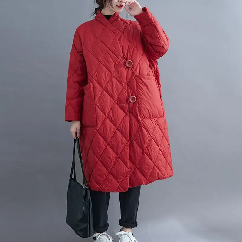 Kích Thước 8XL 120Kg Mùa Đông Nữ Dài Áo Khoác Nữ Ấm Áp Áo Khoác Nhẹ Oversize Cá Nóc Parkas Wadded Xuống Áo