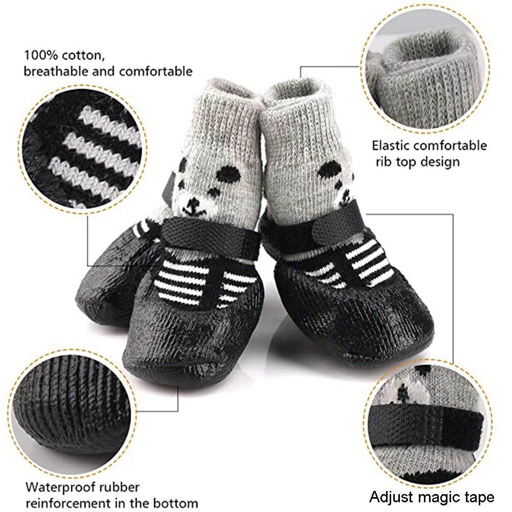4 unids/lote calcetines cálidos de invierno para perros botas de nieve antideslizantes impermeables para cachorros Chihuahua zapatos para perros botines para perros pequeños y grandes