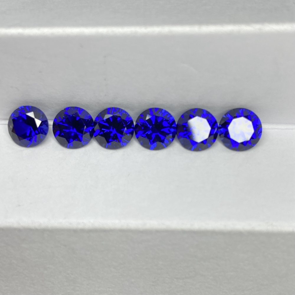 Meisidian 6.5Mm 34 # Korundum Bulat 5A Kualitas Lab Royal Biru Safir Batu Permata Longgar
