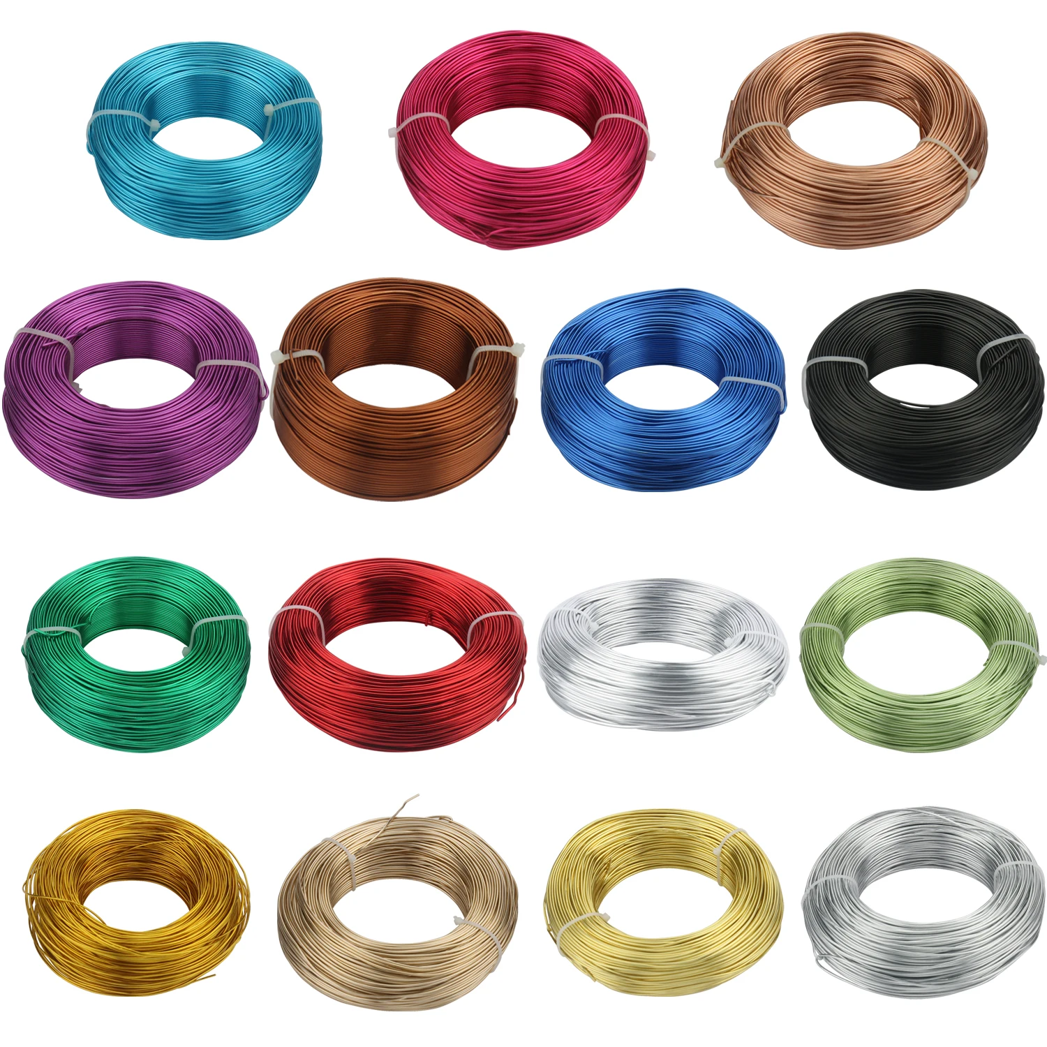 Alambre de aluminio de 1mm, 1,2mm, 1,5mm, 2mm, 2,5mm, 3mm, chapado en oro, Flexible, para manualidades, para fabricación de joyas, abalorios florales