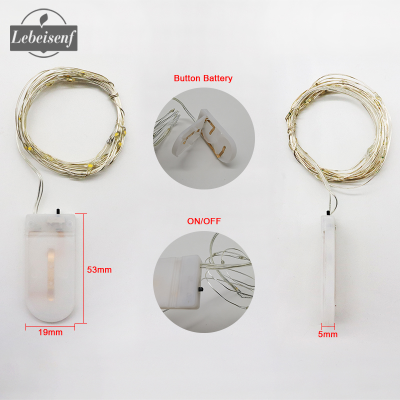 1M 2M 3M Fairy Light CR2032 Battery Powered LED Mini Christmas Light Copper Wire String Light For Wedding Xmas Garland Party