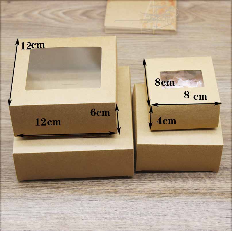 Pacote de presentes diy com janela, caixa de presentes de natal branca/kraft, embalagem de bolo para casamento, festa em casa, caixa de embalagem de muffin com 10 peças