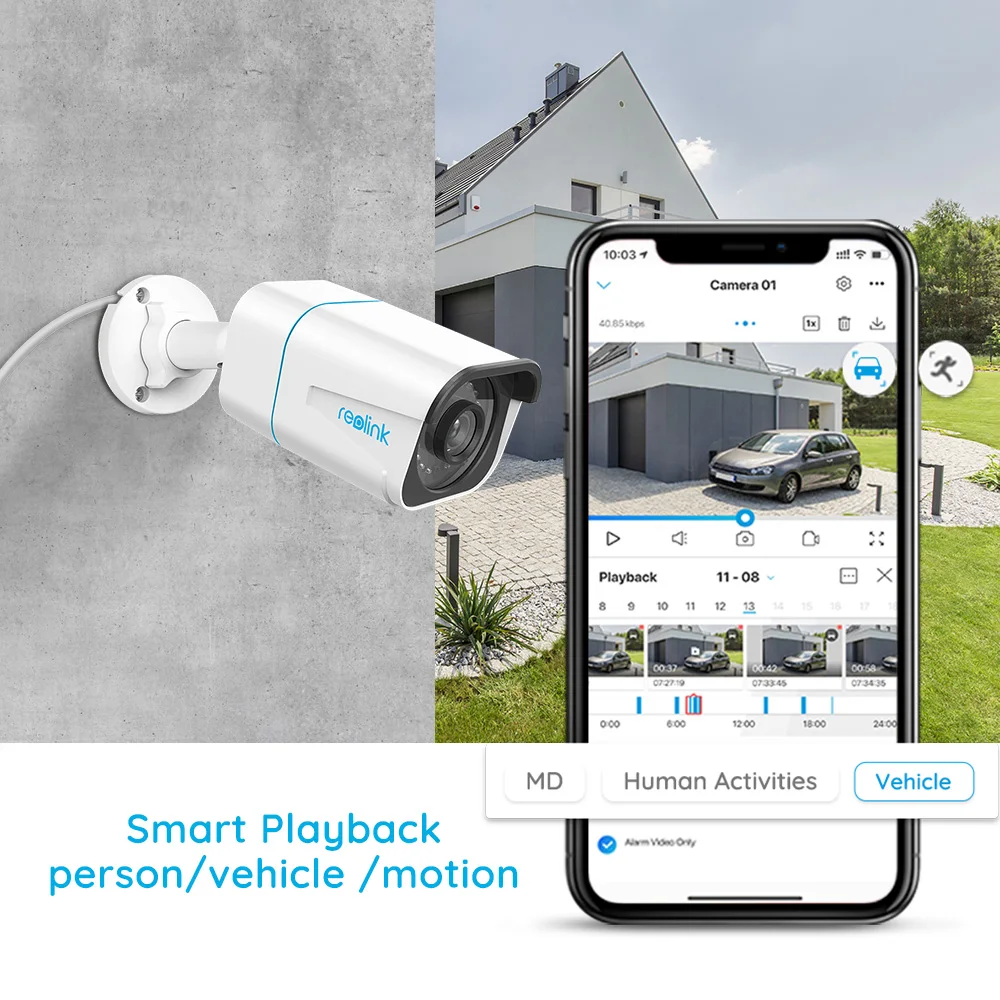 Reolink-cámara de vigilancia IP para exteriores, videocámara de 8mp, 4K, PoE, detección de personas/coches, visión nocturna infrarroja, RLC-810A