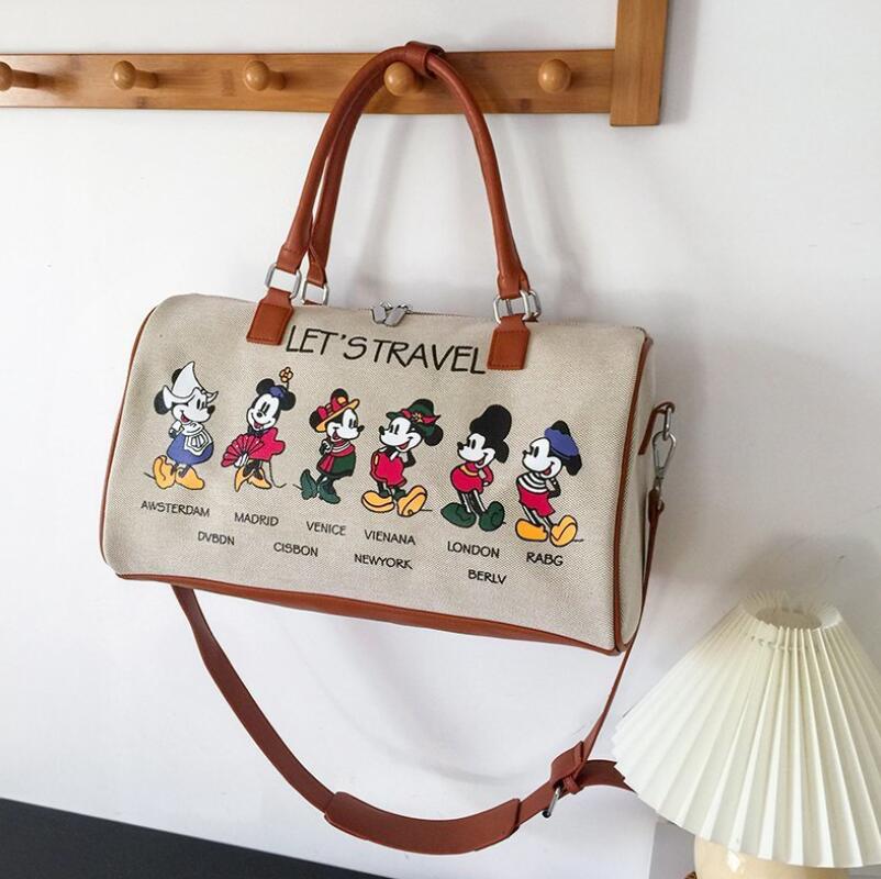 Disney Mickey cartoon canvas handbag Minnie ladies men's messenger bag large capacity shoulder bag