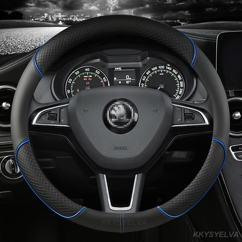 Penutup Roda Kemudi Mobil Kulit Microfiber untuk Skoda Fabia 1 2 Octavia 1 2 3 A3 A5 Yeti Roomster Aksesori Mobil Super