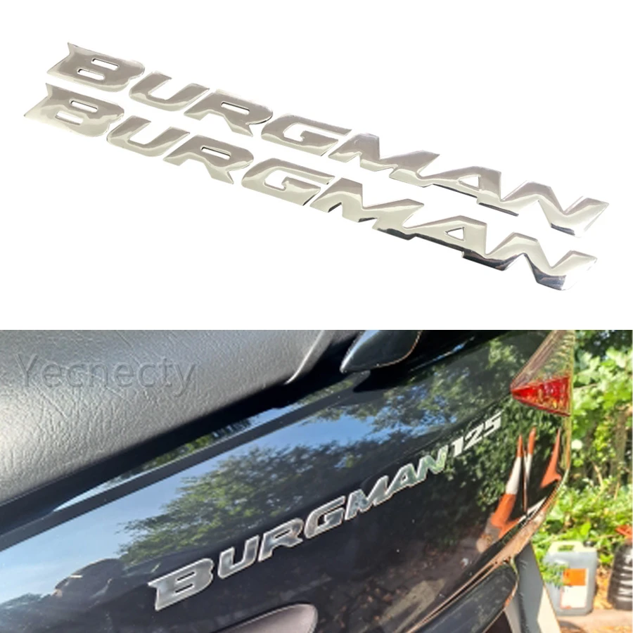 Yecnecty Dành Cho Xe Suzuki Burgman AN125 AN200 AN400 AN650 Xe Máy Phản Quang Dán Đề Can 3D Chrome 1 Bộ Xe Trượt Scooter Biểu Tượng Huy Hiệu