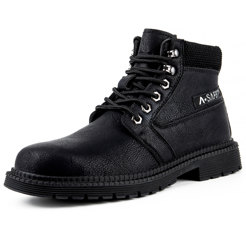 Wasserdichte Arbeits- und Sicherheitsstiefel Herren Lederstiefel Unzerstörbare männliche Arbeitsschuhe Herren Winterstiefel Sicherheitsschuhe Herren Stahlkappenschuh