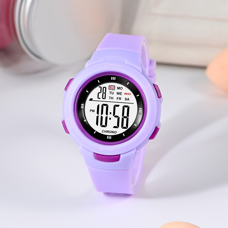 UTHAI CE49 reloj electrónico de moda para estudiantes, luminoso, resistente al agua, correa de PU, Pinhole