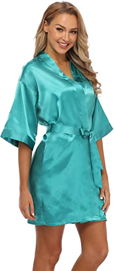 Đồng Bằng Satin Áo Choàng Hot Hồng Champagne Bạc Kimono Áo Tắm Nữ Đơn Giản Đồ Ngủ Tiệc Cưới Áo Ngắn S-XXL