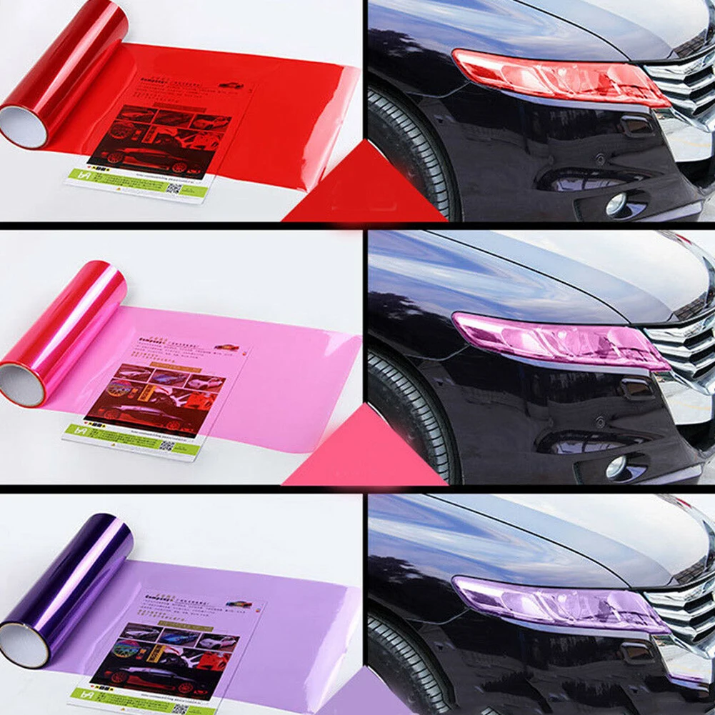 1 unidad de película adhesiva para luz de coche de 30x60 cm, lámpara antiniebla autoadhesiva, tono de luz trasera, película de Color de vinilo, 3 capas autoadhesivas