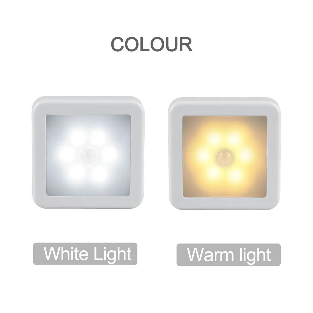 ใหม่Night Light Motion SensorโคมไฟกลางคืนLEDแบตเตอรี่ดำเนินการWCข้างเตียงโคมไฟสำหรับห้องโถงทางเดินห้องน้ำDA