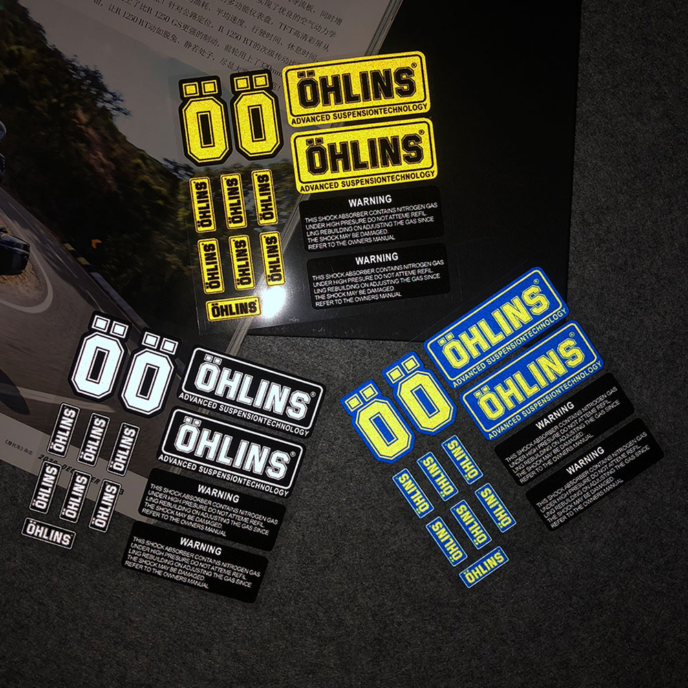 Số L093 OHLINS Phản Quang Dán Xe Máy Treo Sốc Decal Trang Trí Xe Đua Moto Xe Đạp Sửa Đổi Chống Nước Miếng Dán