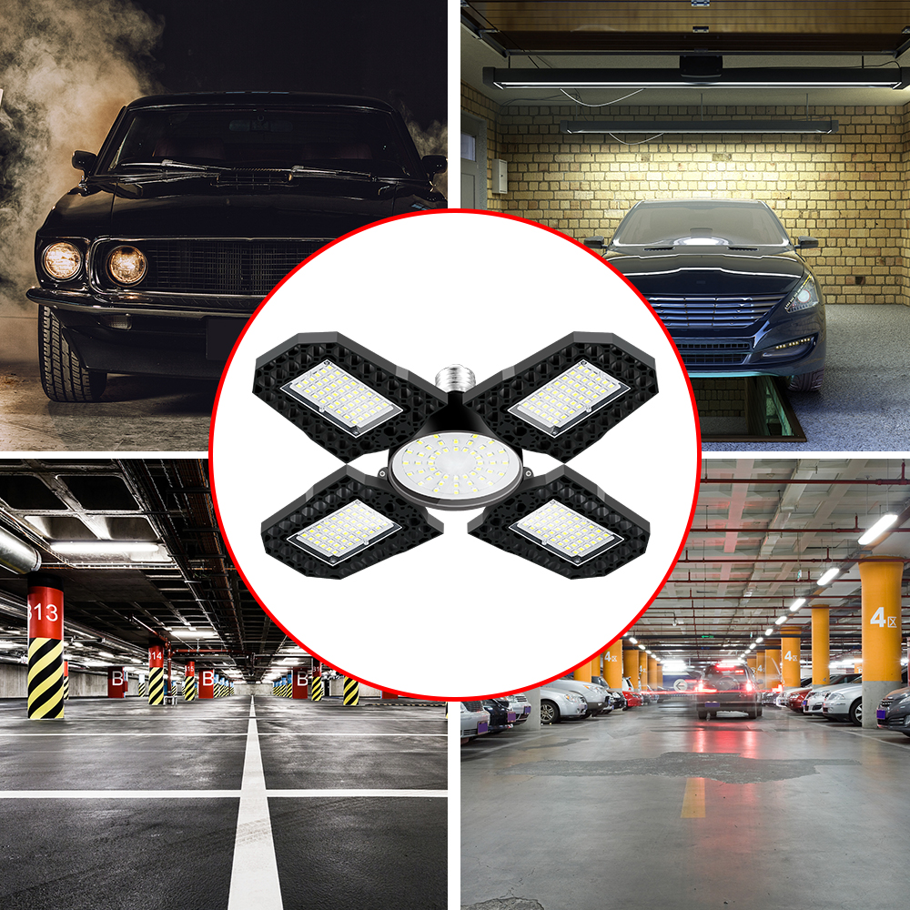 220V LED E27 Lampe Garage Glühbirne 110V Scheinwerfer Industrielle Beleuchtung Klapp Flutlicht Für Werkstatt Lager 200W 300W 400WC