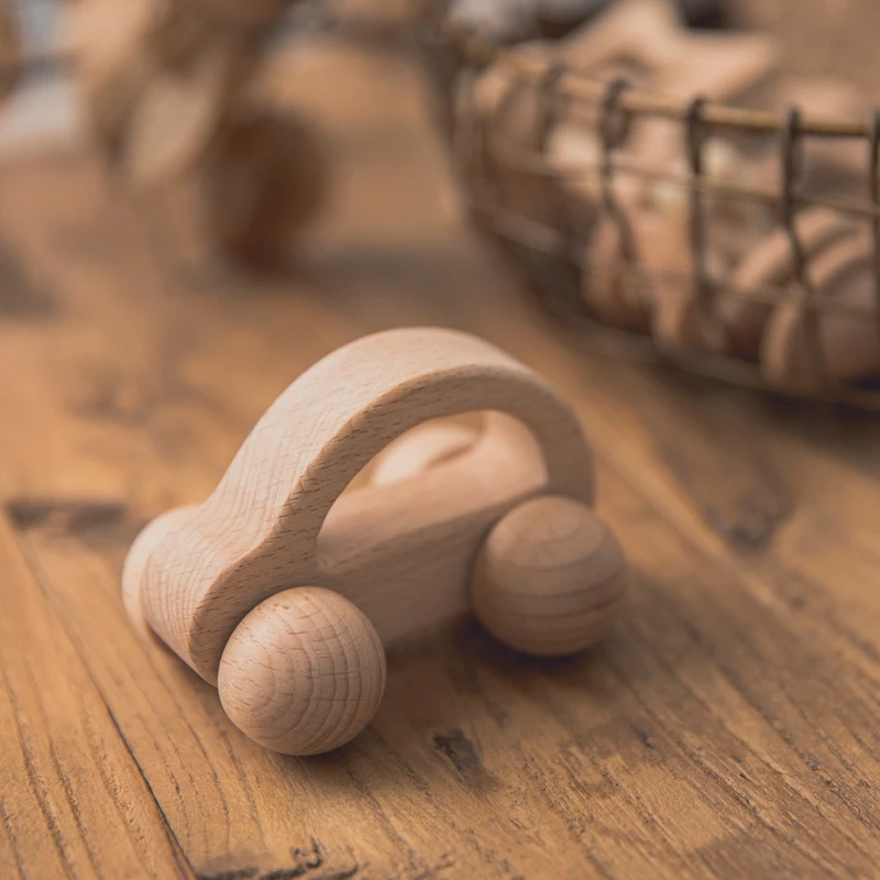 ของเล่นเด็กไม้ Rattles ชุด Beech Hand Teething การ์ตูนสัตว์หมีเด็กทารก Rattles ดนตรี Montessori ของเล่นเพื่อการศึกษาของขวัญ