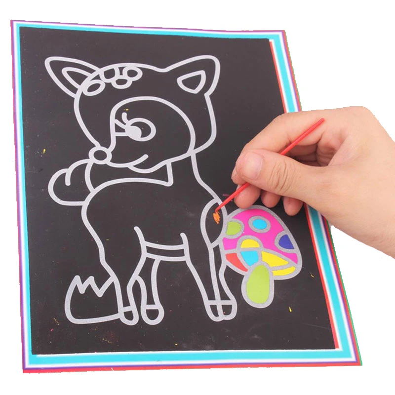 20 Chiếc/10 Cái Magic Xước Nghệ Thuật Doodle Miếng Lót Tranh Cát Thẻ Đầu Giáo Dục Học Sáng Tạo Vẽ Đồ Chơi trẻ Em