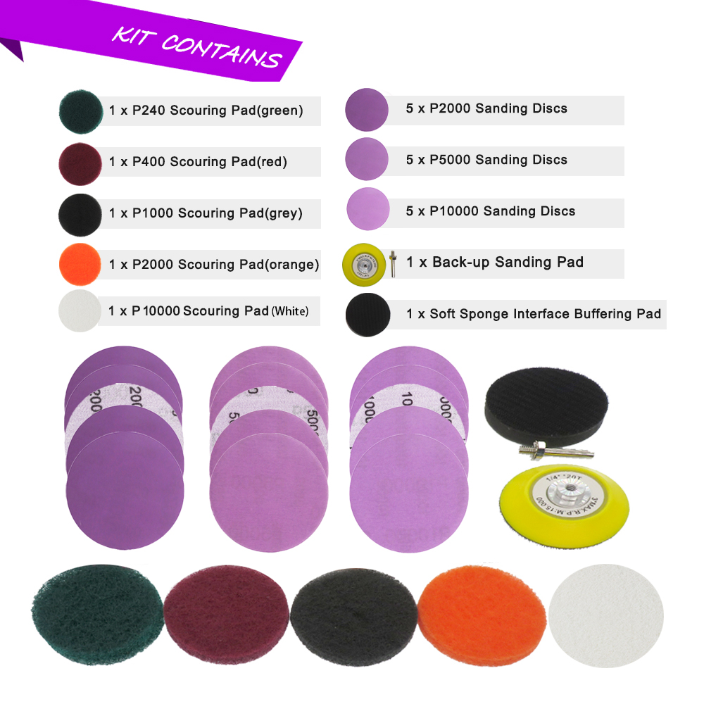 Đèn Xe Ô Tô Bộ Đánh Bóng Phục Hồi Đèn Pha Xe Hơi Sửa Chữa Bộ Chăm Sóc Xe Chà Nhám Đĩa Lót Khô Ướt Giấy Nhám Không Khoan 22 chiếc