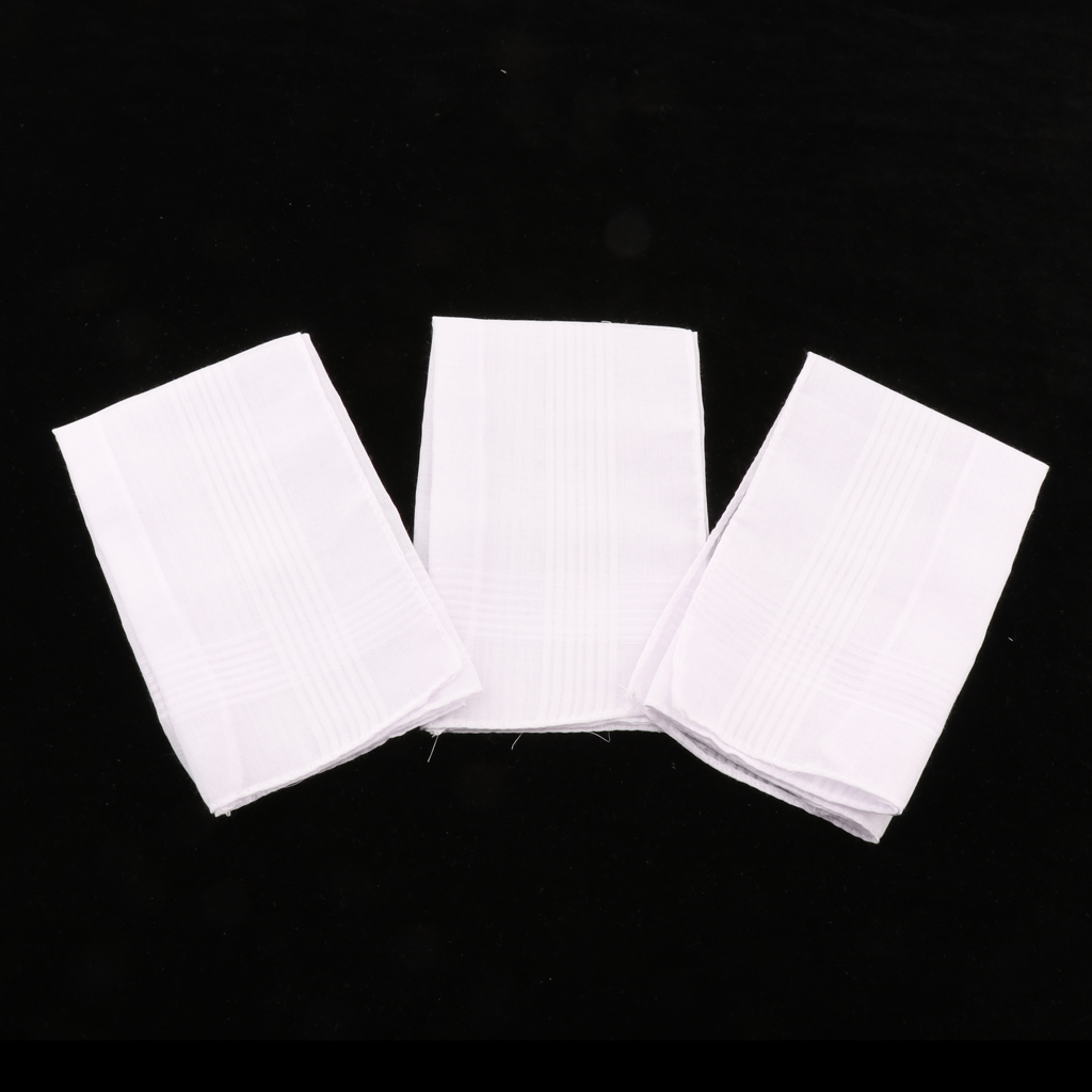 Lenço de bolso quadrado para homens, pacote com 3 lenços vintage de algodão