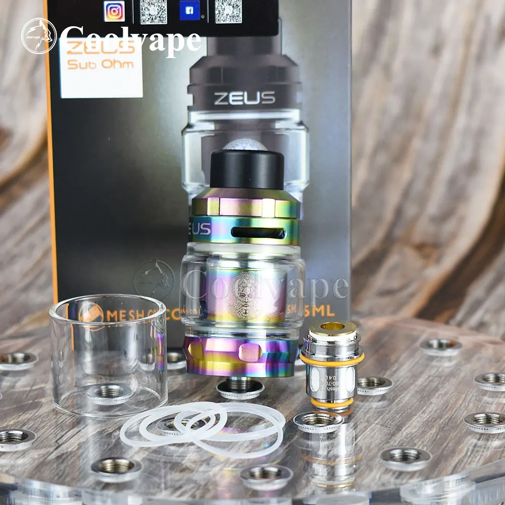 Tanque de alta calidad Zeus sub ohm rta, atomizador vs zeus rta x /zeus rta x, capacidad de 2ml/5ml, bobina de malla zeus 316ss
