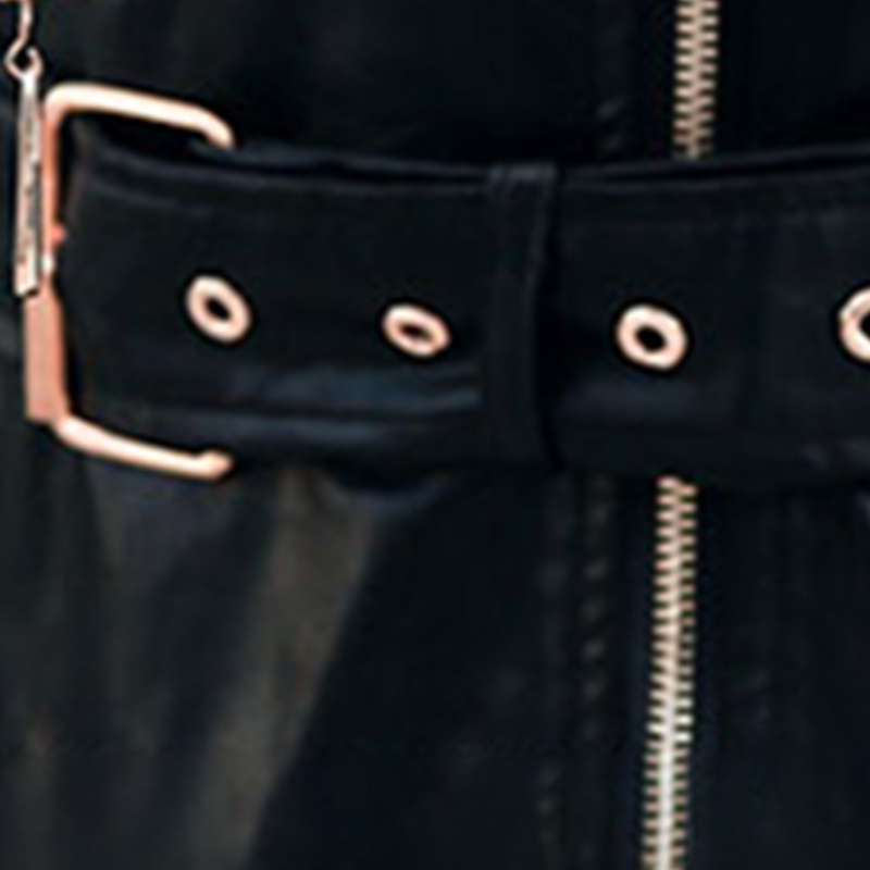 Nerazzurriฤดูใบไม้ร่วงMaxiสีดําFauxหนังผู้หญิงซิปแขนยาวเข็มขัดSlim Fitยาวพิเศษแจ็คเก็ตหนัง 2020 แฟชั่น