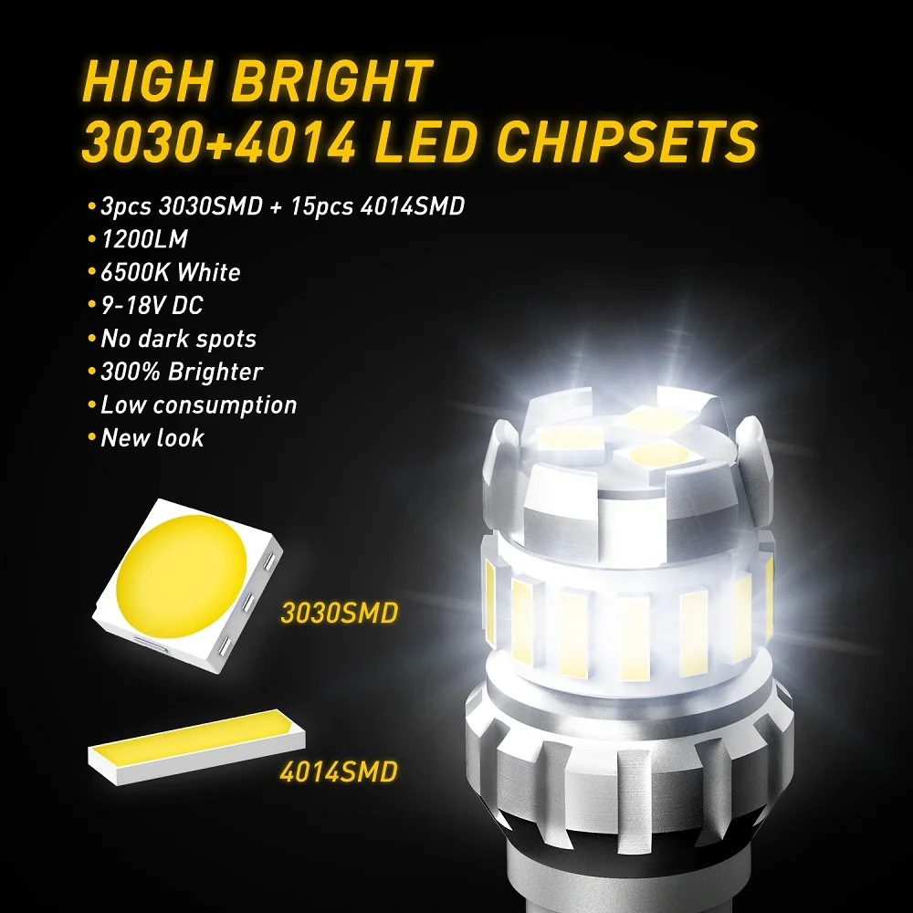 W16W T15 bombilla LED T16 Canbus sin errores Led inverso de respaldo 921 912 bombillas LED luces de coche lámpara de freno luz de freno xenón blanco DC12V