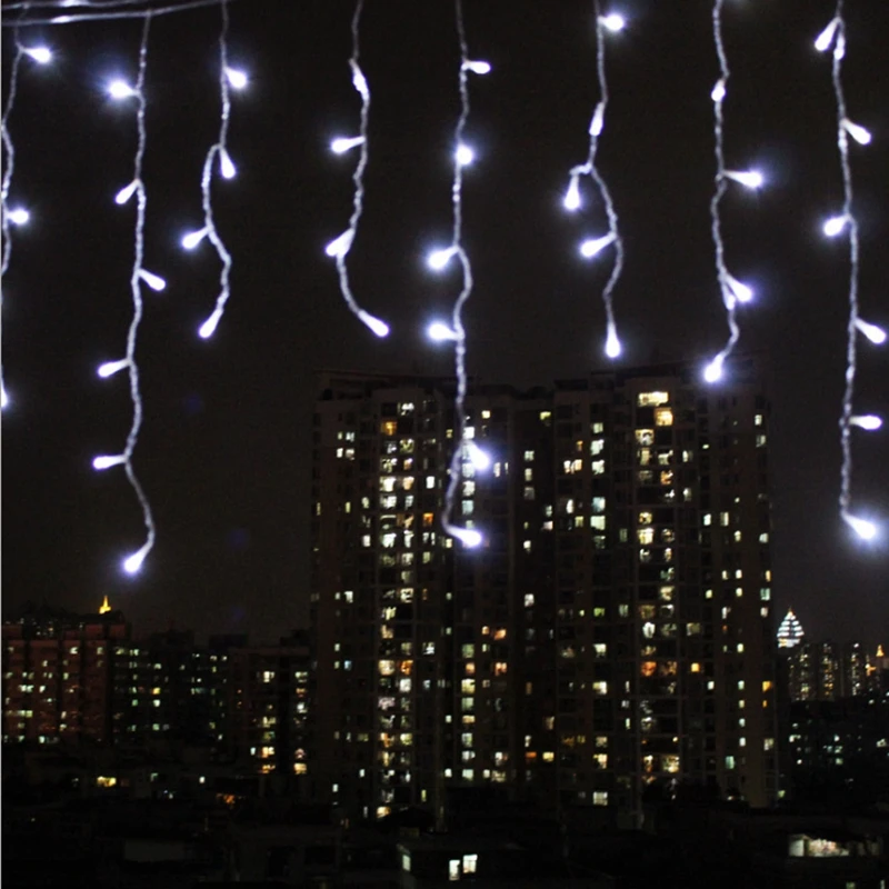 5M กันน้ํากลางแจ้งคริสต์มาส Light Droop 0.4-0.6m LED Curtain Icicle String ไฟ Garden Mall ชายคาไฟตกแต่ง