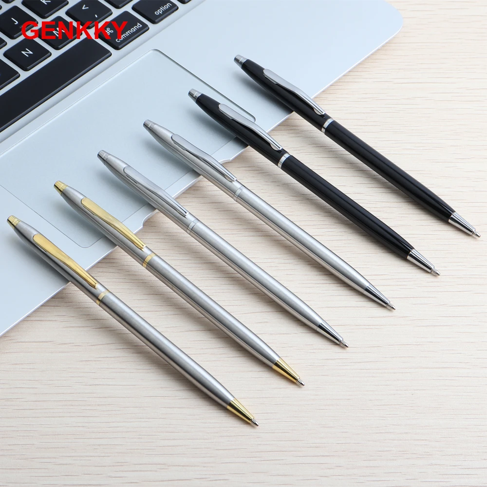2/11/20 Chiếc Bút Bi Thép Không Gỉ Cần Quay Kim Loại Bút Bi Văn Phòng Phẩm Ballpen 0.7 Mm Xanh Dương mực In Văn Phòng & Đồ Dùng Học Tập