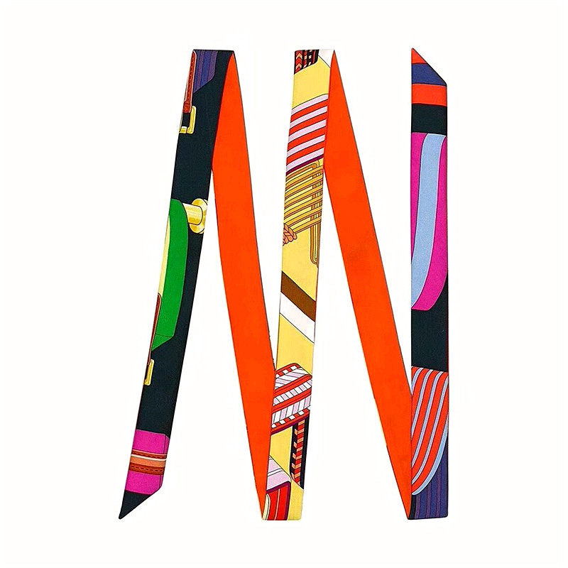 女性のための薄いバッグスカーフ,ベルトデザイン,シルクスカーフ,ネクタイ,ヘアリボン,ブランド,新しい,ファッション,2022