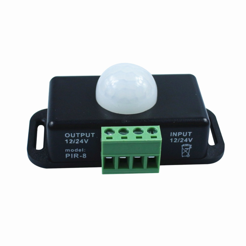 DC 12V 24V 8A interruptor de Sensor de movimiento PIR ajustable automático Detector infrarrojo IR módulo de interruptor de luz para lámpara de luz de tira LED