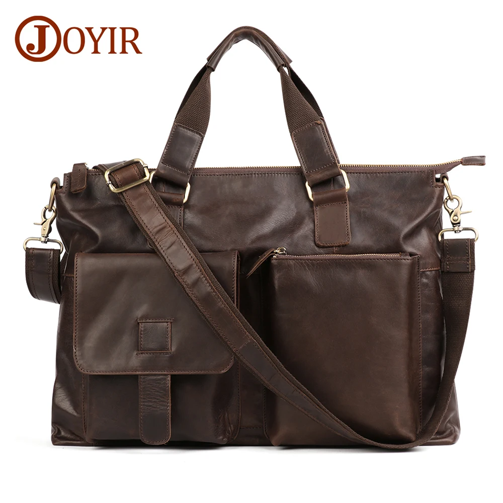 JOYIR Echtem Leder Männer Große Aktentaschen Vintage Messenger Schulter Tasche Männlichen Business Computer Laptop Umhängetaschen Handtasche