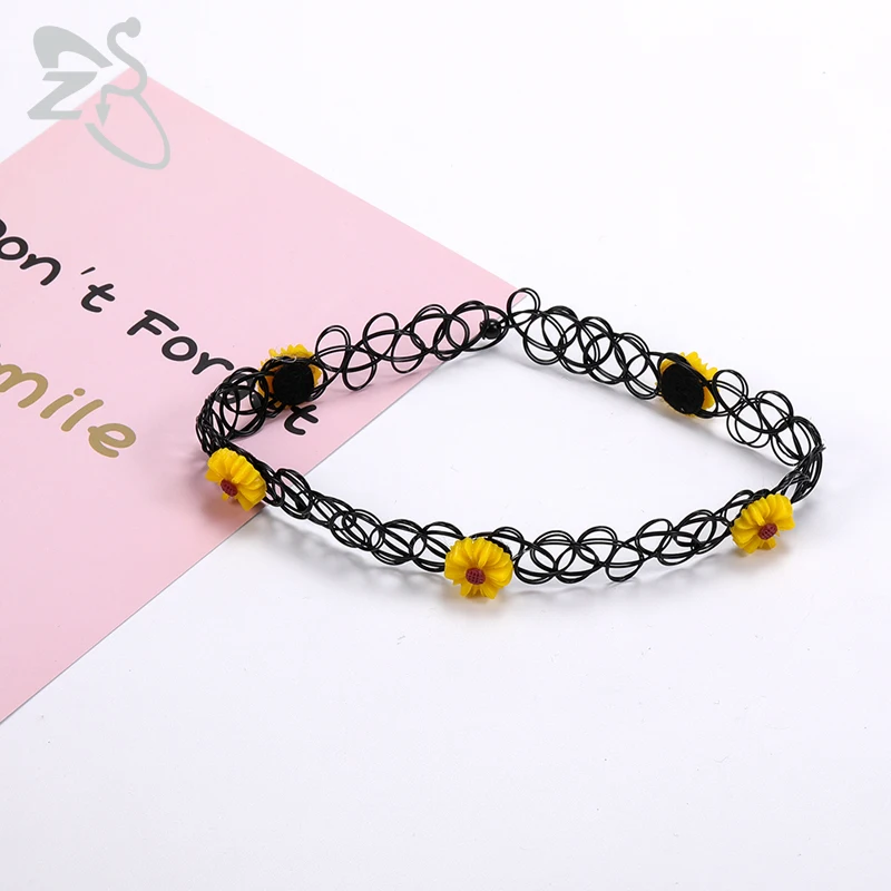 ZS 12 Uds gargantilla elástica Vintage collar señora chica tatuaje gargantilla collar Punk Retro gótico collares elásticos para mujeres
