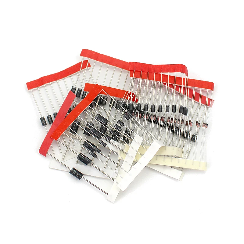 100 unids/lote conjunto de diodos rectificadores 1N4148 1N4007 1N5819 1N5399 1N5408 1N5822 FR107 FR207 componentes electrónicos kit surtido diy