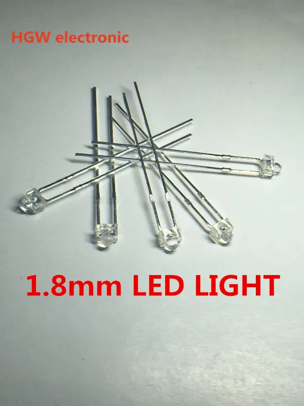100PCS 1.8mm LED kit combinazione concentrato trasparente rosso arancione giallo smeraldo blu viola bianco LED componente lampada fai da te